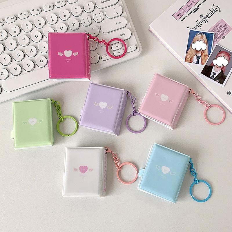 Pockets Portable Keychain Jewelry Photos Holder 1/2 Inch Mini Photo Albums For Photos Cards Small Album Book Photocard Holder