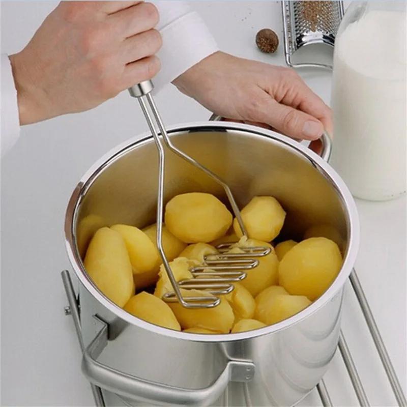 1-PC Stainless Steel Potato Masher-Wavy Design Manual Masher for Perfect Mashed PotatoesIdeal for Christmas Baking & Kitchen Use