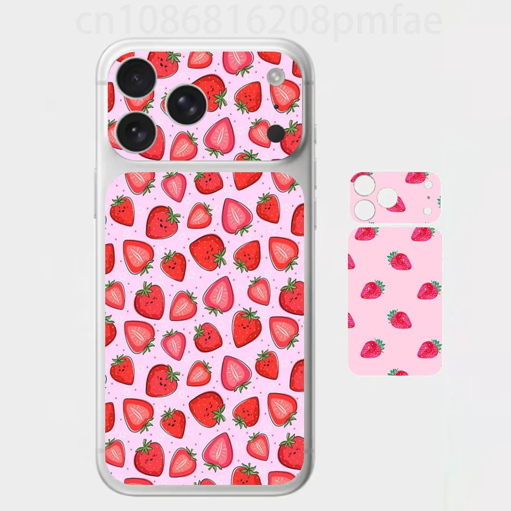 

Full Screen Pink Strawberry 3D Full Body Skin Decal for iPhone 17/Pro Max/Air, Color Rear Protective Sticker iPhone17promax