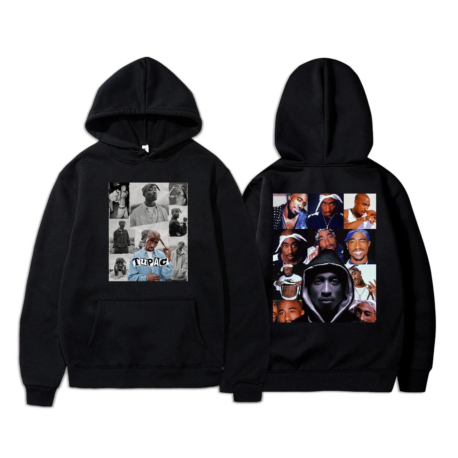 

Unisex Hoodies Rapper Tupac 2PAC Hip Hop Hoodie Streetwear Vintage Sweatshirt Rap New Hoodies Unisex Women Oversized Casual Hoodies