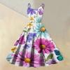 Women's fashionable casual floral print round neck sleeveless dress