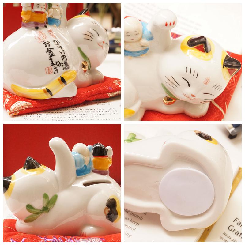 Japońska ozdoba Maneki Neko z kotem na szczęście, ceramiczna skarbonka z kotem na szczęście, dekoracja domu, słodka figurka kociaka, skarbonka o wysokości 10,5 cm