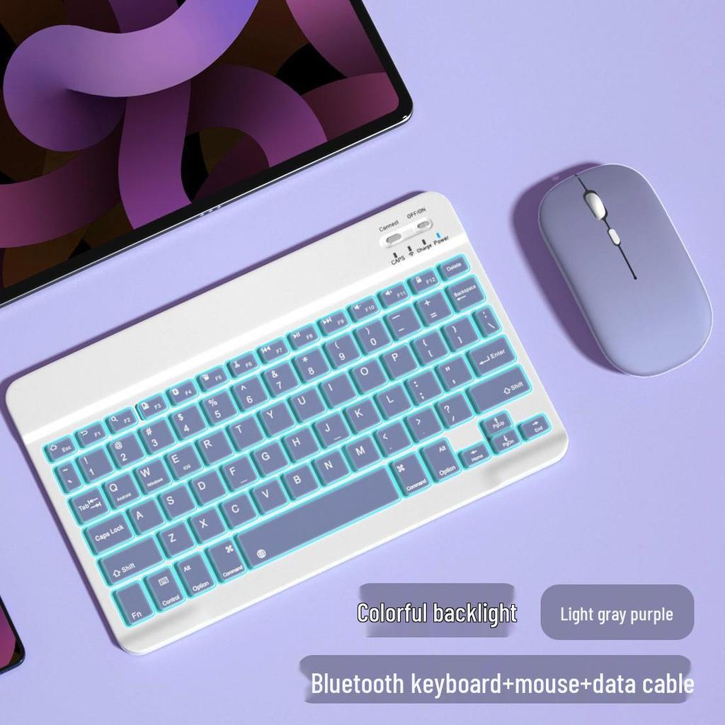 RGB Backlit Bluetooth Keyboard & Silent Wireless Mouse for iPad, Huawei & Tablets