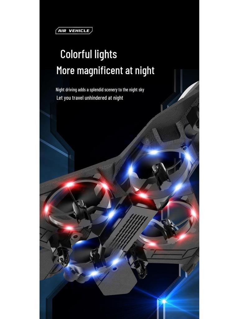 Remote Control Foam Fighter Drone with Lights & Camera - Crash-Resistant, Obstacle Avoidance Airplane Toy for Kids.