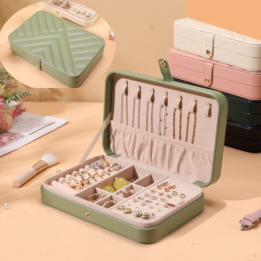 PU Jewelry Storage Box Large Capacity Necklace Storage Case Jewelry  Display Case  Travel Organizer