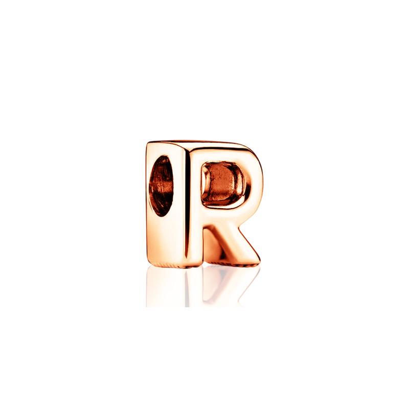 Sparking Rose Gold Plated 26AZ Letter Charm Bead Charms Dangle Compatible With copper Authentic Snake Bracelets Necklaces Bead Charms Ideal For Diy J