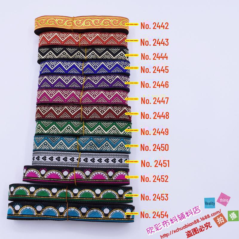 Panglică Etnică Jacquard cu Broderie din Dantelă, Roșu, 2CM - Performanță Scenă & Accesoriu Vestimentar DIY