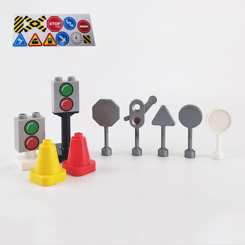 Large Building Block Traffic Accessories: Lights, Warning & No Honking Signs