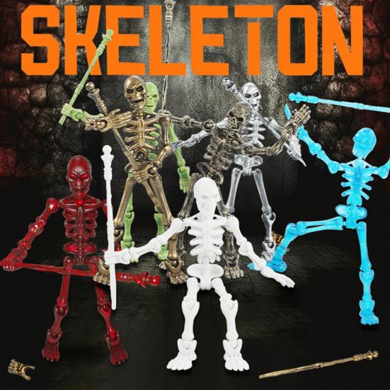 3D Printed Skeleton Action Figure Multi-Jointed Movable Articulated Skeleton Toy Collectible Desktop Decoration for Kids Artists Collectors