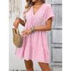 2026 Summer New Women's V-neck Loose Casual Short-sleeve Plaid Dress