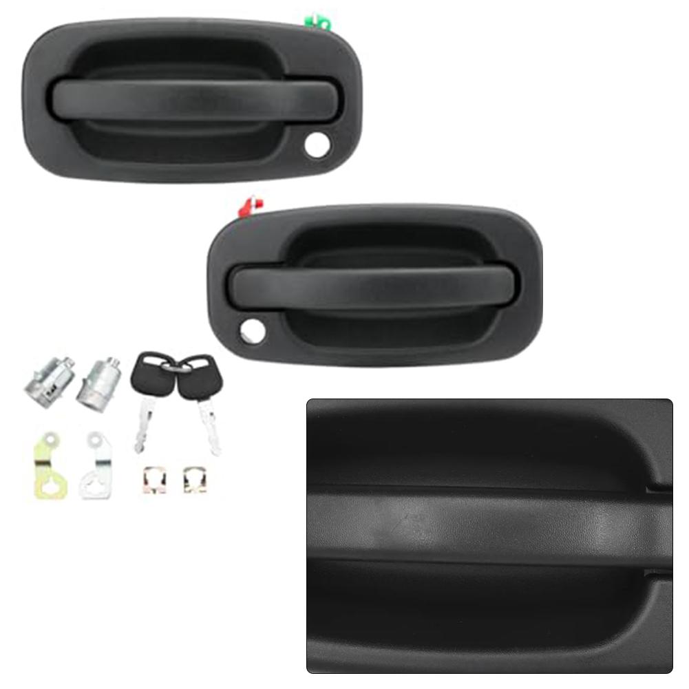 Exterior Door Handle Set with Lock Cylinders for Chevy For Silverado 1999 2007 Includes Replacement Keys Compatible with