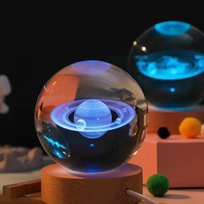 3D křišťálová světla lampa zářící planetární galaxie noční světlo křišťálová koule noční světla noční světlo domácí dekorace vánoční dárek