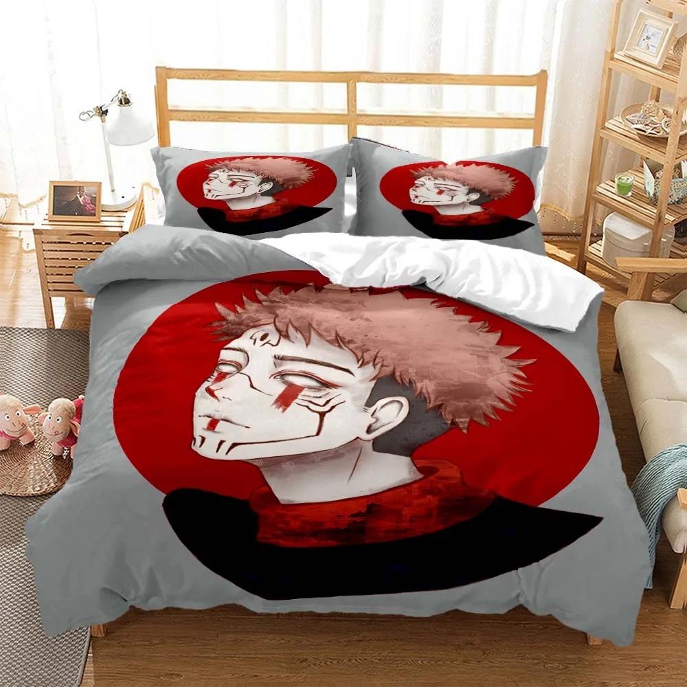 Jujutsu Kaisen Digital Print Polyester Bedding Set Duvet Cover For Boys Teens Anime Bed Sheets