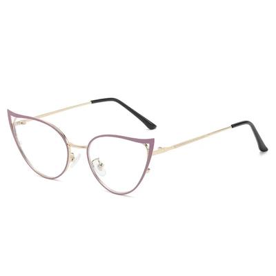 Cat Eye Anti-Blaulicht-Brille Luxus-Design Übergroße Metallrahmen-Brille Frauen Männer Computer Optische Brille