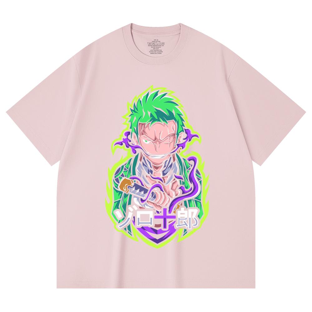 230 Gsm 100% Cotton One Piece V80 Zoro Print Unisex Heavy Cotton T Shirt