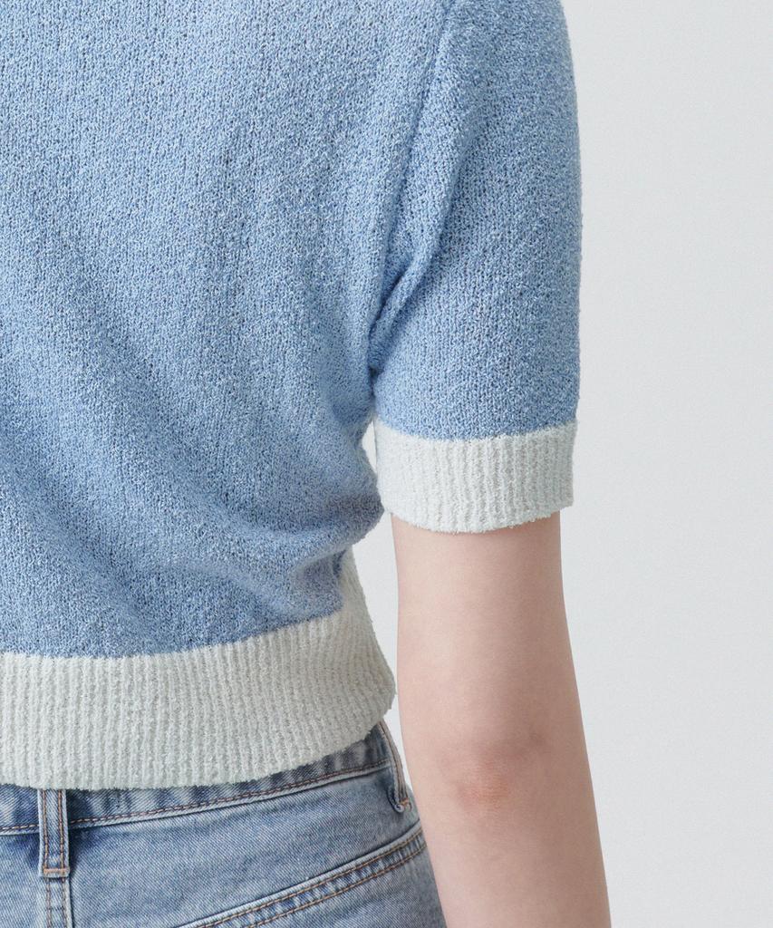 MUSINSA STANDARD WOMAN Women'S Boucle Knitted Polo Shirt [Sky Blue]