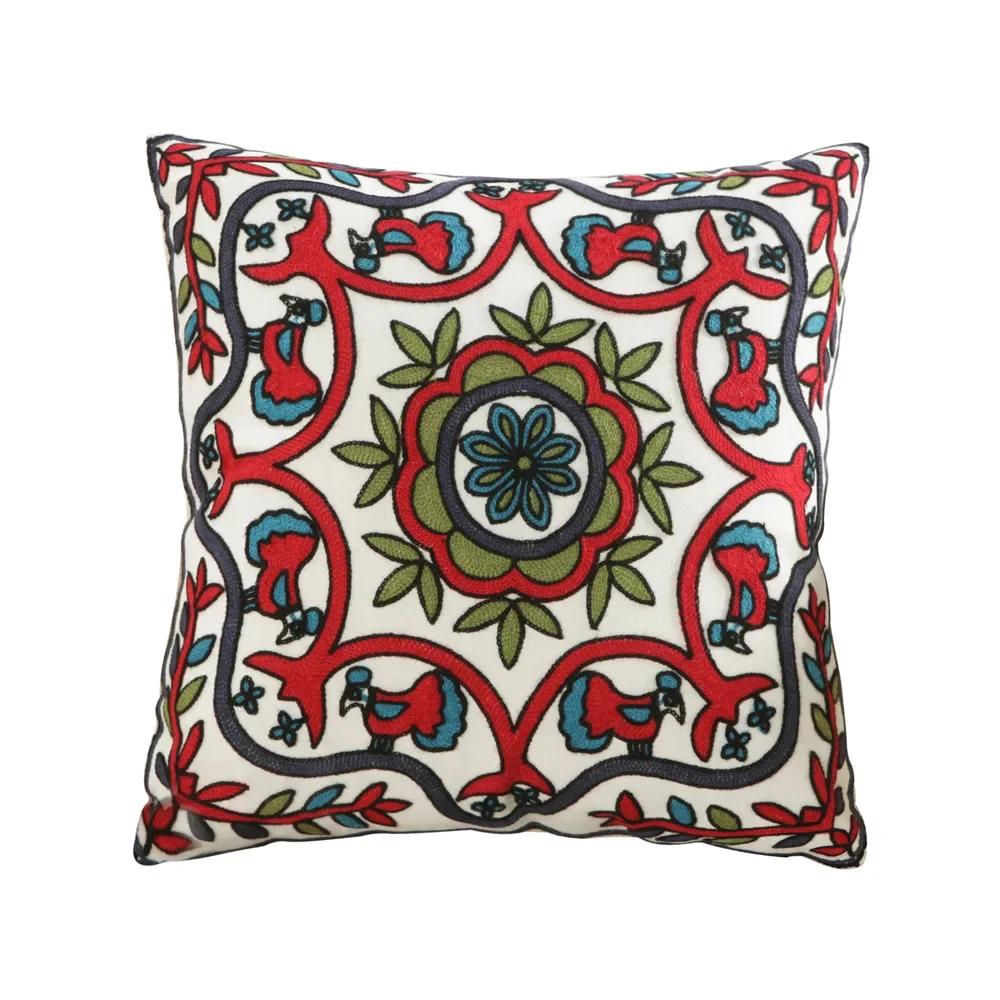 Cotton Ethnic Style Embroidery Pillow Case Car Pillow Cover Sofa Large Cushion Cover 45x45cm Luxury Pillow Case