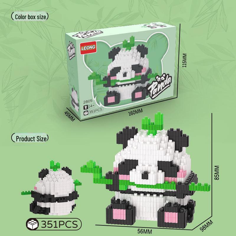 Panda Flower Cute Blue Building Blocks: Micro-Particle Assembly Toys for Creative Modeling