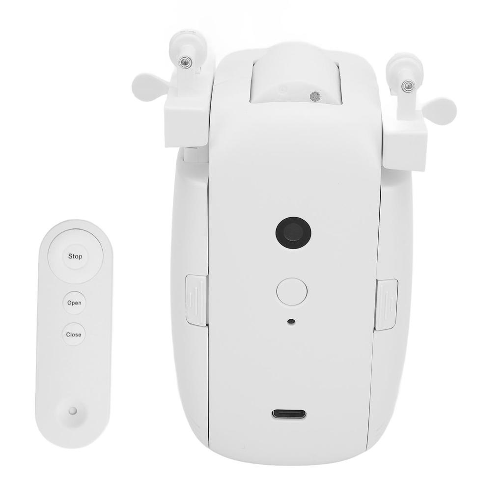 Smart Automatic Curtain Opener, Type C Charging Electric Curtain Opener with Remote Control, Silent Mode, Fits Roman Rod T Rail U Rail, for Bedroom, L