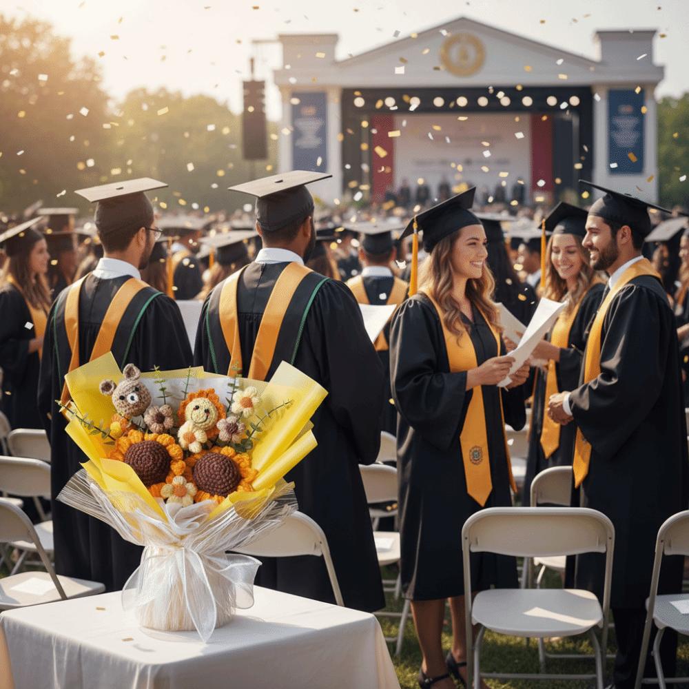 Gewebter Niedlicher Bär Blumenstrauß Lehrertag Muttertag Abschluss Valentinstag Geschenke