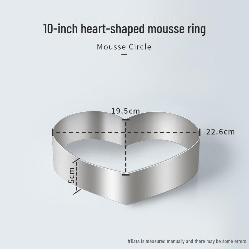 Round Square Heart-Shaped Mousse & Tower Ring, 4-10 Inch, Stainless Steel Baking Mold.