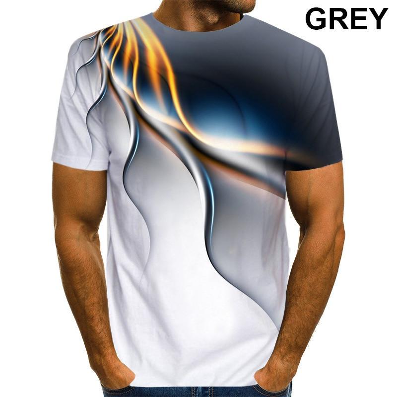 Men's summer new geometric pattern 3D print fashion short-sleeve top, casual short-sleeve for men and women 