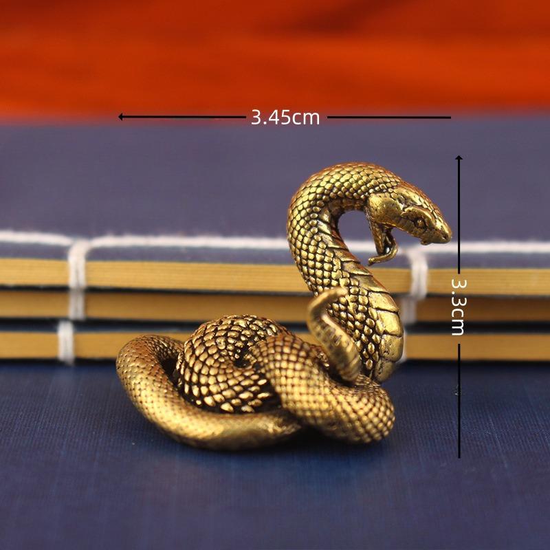 1pc Traditional Brass Snake Figurine Traditional Brass Figurines Zodiac Collectible Desk Ornaments Home Office Decor Tea Pet