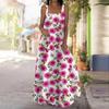 Women's Slip Dress Maxi Long Dress Blue Chrysanthemum Print Dress Spring & Summer Leisure Vacation