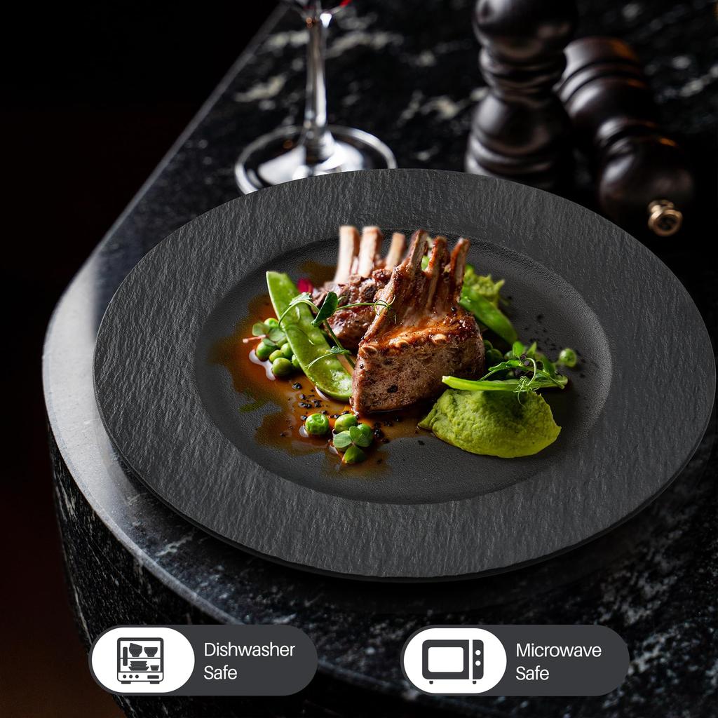 MIAMIO - 23cm, Dinner Plate Set of 4 Ceramic Plate Set, Dinnerware Set - Modern Plates, Microwave and Dishwasher Safe - Oasis Collection