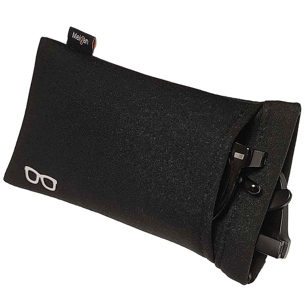 Ochelarii Meigan MEIGAN conțin 2 huse moale, mari, negru, piese, portabile, compacte, subțiri, în două piese, husă, dimensiune, ochelari de soare,