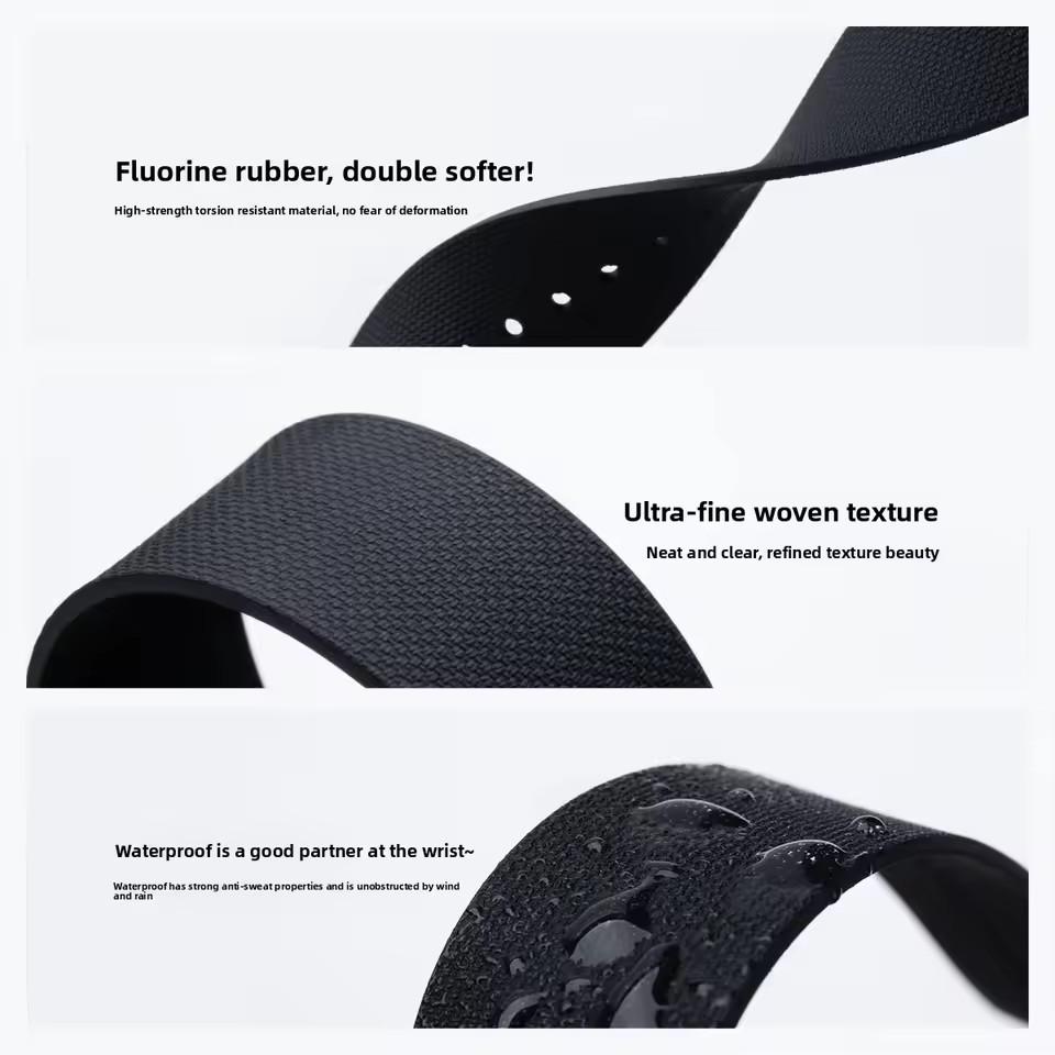 Watch Band For Tudor, Rolex, Omega, Longines, Tissot, IWC and Hamilton fluororubber all-in-one universal watch straps