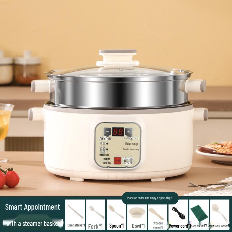 Vaporiera Elettrica a Tre Piani: Multifunzionale, Spegnimento Automatico, Grande Capacità, Timer, Pentola Elettrica Multi-livello, Cestello per Cottura a Vapore
