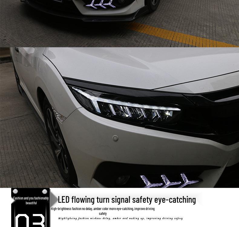 Tenth-Gen Civic Dragon Wing LED Headlights: Flowing Turn Signal & Daytime Running Lights