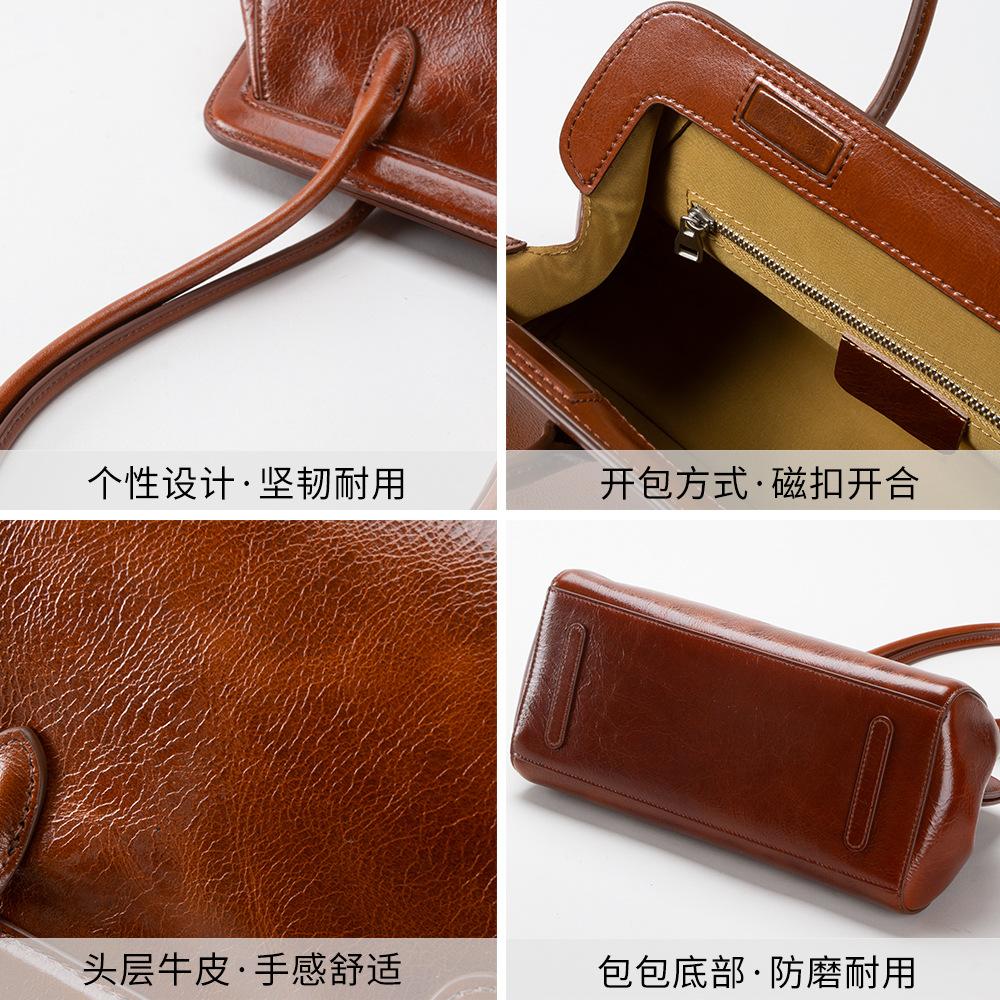 Cowhide Bag 2025 New Large-capacity Leather Women's Bag Fashionable First Layer Oil Wax Leather Underarm Bag