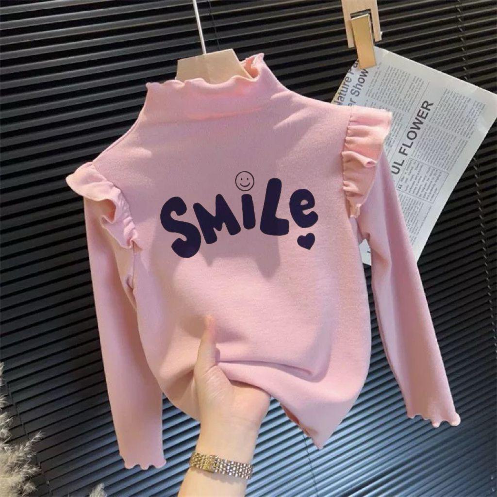 Girls' Autumn/Winter Flying Sleeve Long-Sleeve T-Shirt - Trendy Korean Style Inner Wear