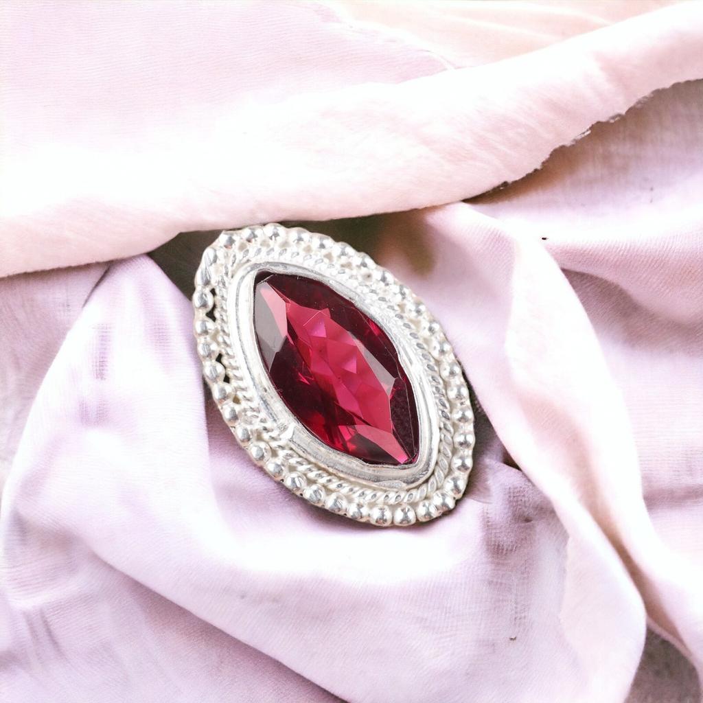 Pink Rubellite Gemstone 925 Sterling Silver Stylish Jewelry Wedding Ring For Her RR-26-12