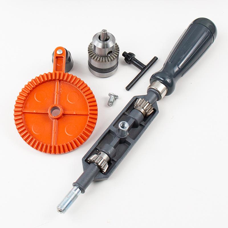 Multi-function Hand Crank Manual Drilling Tool Wood-plastic Double Gear Wood Puncher Set