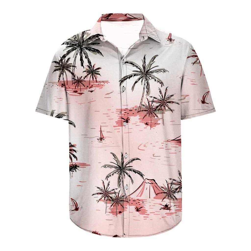 Men's Hawaiian Shirt Fun Short Sleeve Button Up Shirt Holiday Beach Shirt