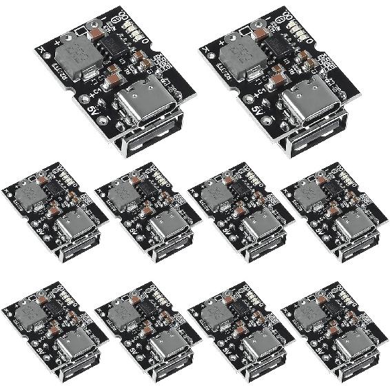 10PCS Type-C USB 5V 2A Boost Converter Step-Up Power Module Lithium Battery Charging Protection Board LED Display USB for DIY Charger (USB is
