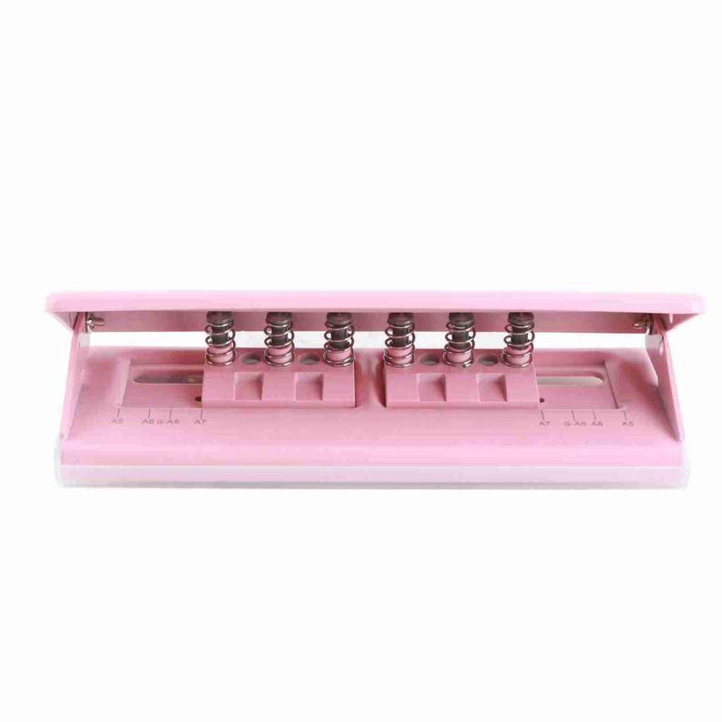 6 Hole Punch Pink Anti Slip Metal Structure Adjustable 6 Hole Spacing Paper Binding Planner Inserts Hole Punch