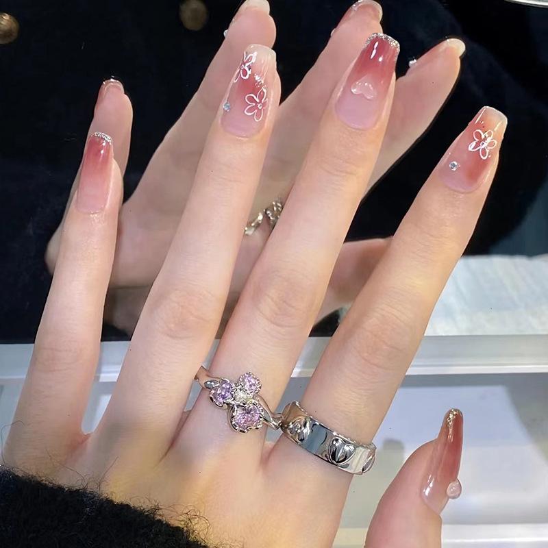 Net Celebrity Style Blush Nails: Ice-Clear, Whitening, Student-Friendly, Sweet Detachable Tips