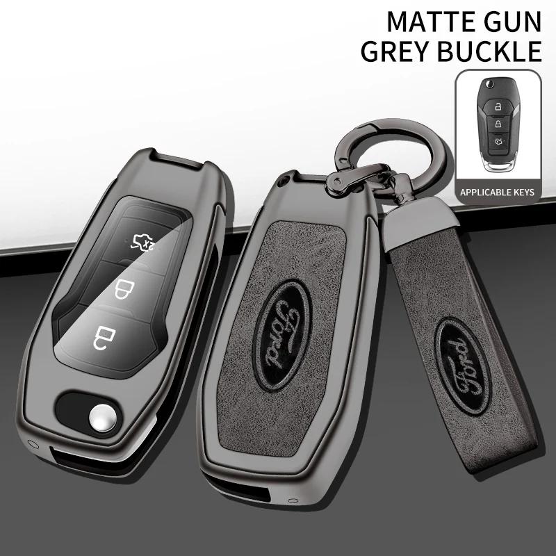 Car Sticker Hot For Ford New 3 Button Leather Car Remote Key Case Cover Shell Protection Bag For Ford Figo Mondeo 5 Ecosport Pum