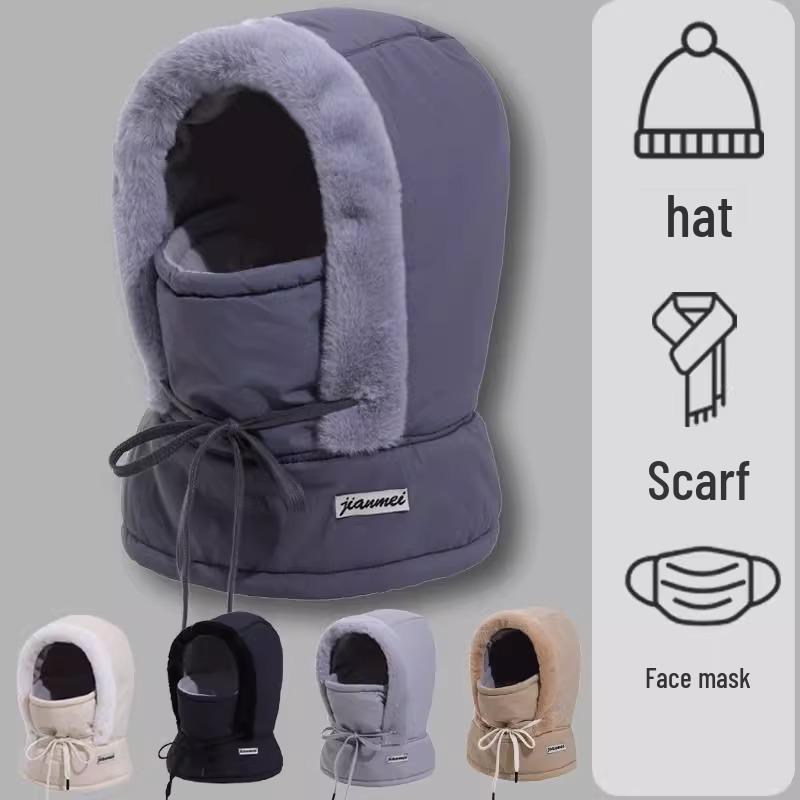 Unisex Winter Windproof Balaclava with Velvet Scarf & Integrated Mask for Cycling