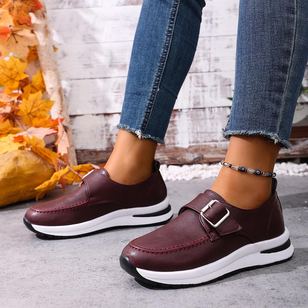 Scarpe da Donna Nuove Taglie Forti Primavera/Autunno, Mocassini Spessi Stile Europeo e Americano, Scarpe Singole Casual con Zeppa