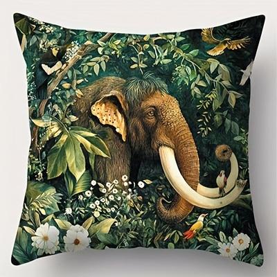 1/4 Stück Dschungel Wildtiere Kissenbezüge Tiger Löwe Elefant Leopard Tropische Pflanzen Dekorative Kissenhüllen