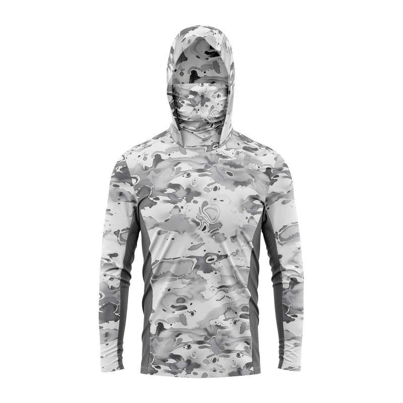 Mens Lightweight Quick-Dry Fishing Hoodie UV Protection Long Sleeve Outdoor Sport Shirt Casting Angling