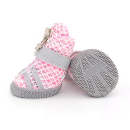 Yousheng 4Pcs Pet Shoes Fashionable Anti-slip Breathable Dog Mesh Boots Pet Supplies