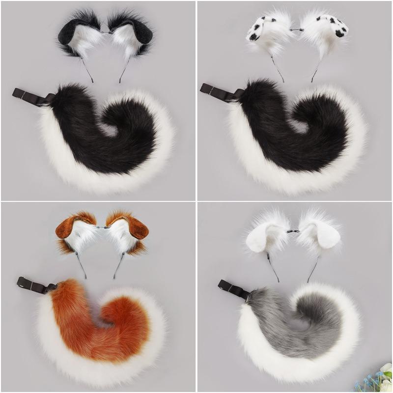 A handmade plush animal ear headdress accessory holiday cosplay Dalmatian fold ear dog ear headband