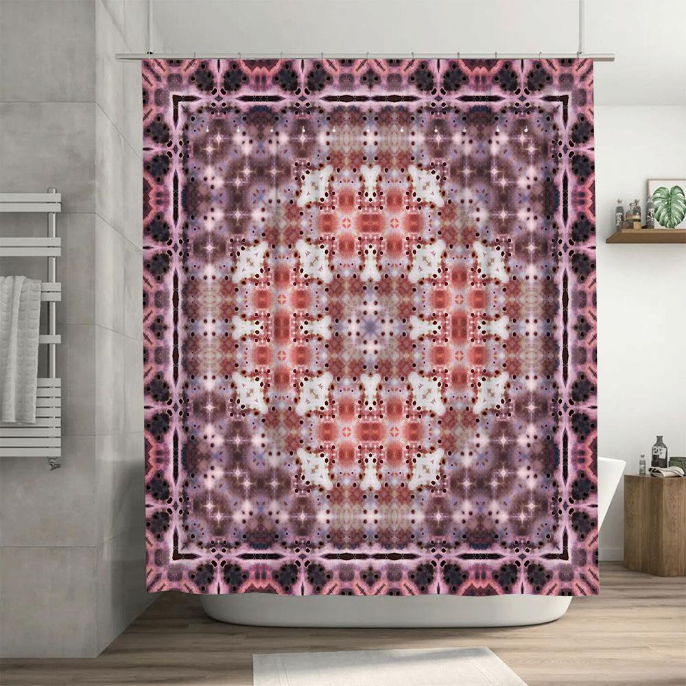 Kaleidoscope Pattern Shower Curtain Pink Black Print Shower Drapes for Bathrooms Decor
