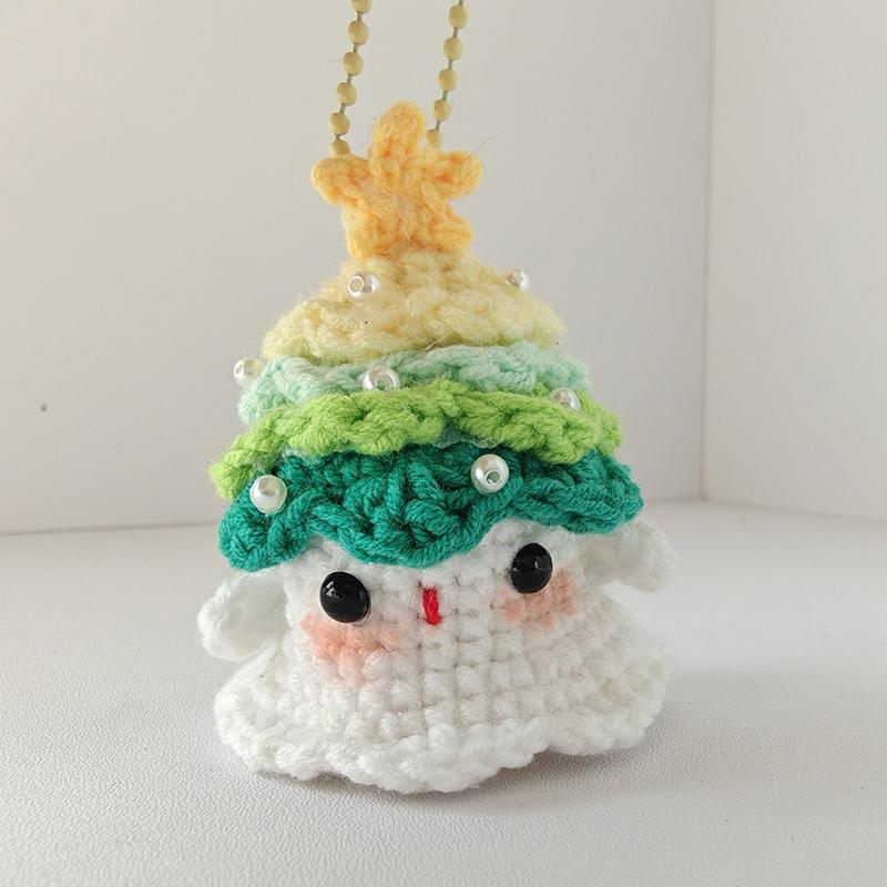 Christmas Positive Energy Doll Crochet Santa Claus Reindeer Handmade Knitting Dolls With Card Desktop Ornaments New Year Gift